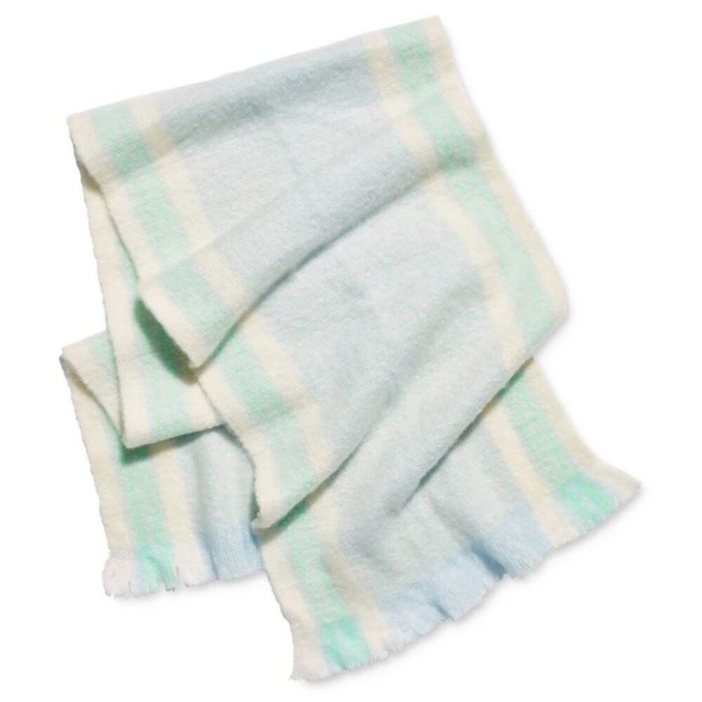Soft Pastel Stripe Scarf - Light Blue Cream Mint